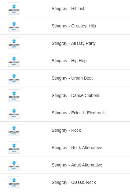 stingray music channel guide.